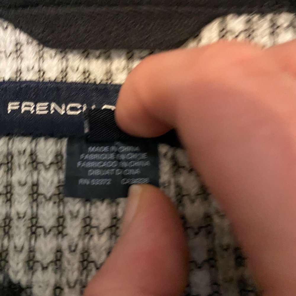 French Connection Black & White Wool Blend Zip Front Poncho S/M - Picture 7 of 16